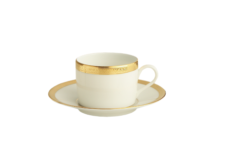 MALMAISON  GOLD  WITH FILET TEA CUP & SAUCER