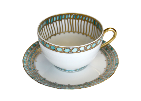 SYRACUSE TURQUOISE TEA CUP & SAUCER