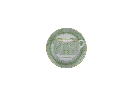 APPLE GREEN LACE TEA CUP & SAUCER