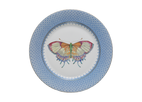 CORNFLOWER LACE DESSERT PLATE W/BUTTERFLY