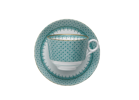 GREEN LACE TEA CUP & SAUCER