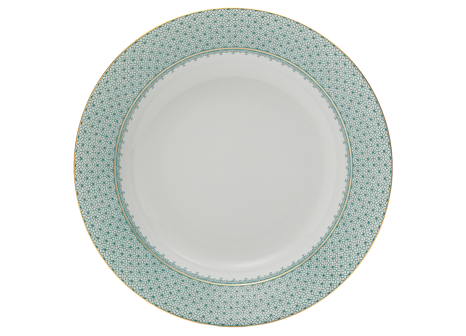 GREEN LACE RIM SOUP PLATE