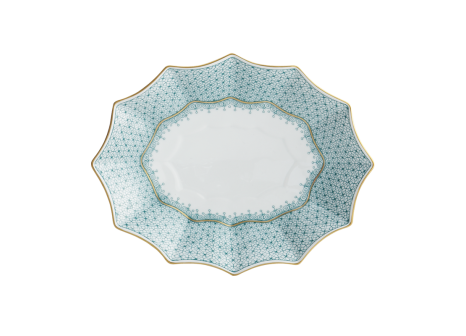 GREEN LACE MEDIUM  FLUTED TRAY