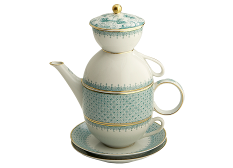 GREEN LACE TEA FOR TWO BOXED SET