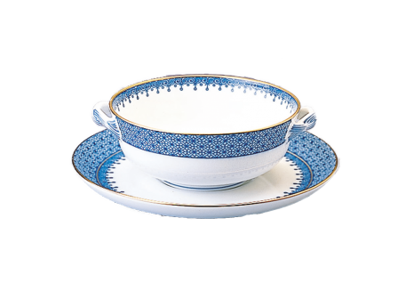BLUE LACE CREAM SOUP & SAUCER