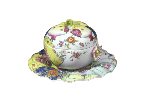 TOBACCO LEAF POMEGRANATE BOX W/STAND