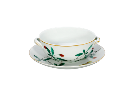 FAMILLE VERTE BOUILLON CUP & SAUCER 